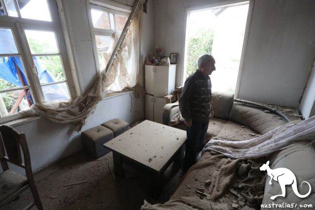 Shelling has caused damage to homes in the city of Martuni