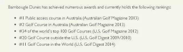 澳洲第一公众球场：班博古沙丘Barnbougle Dunes Golf